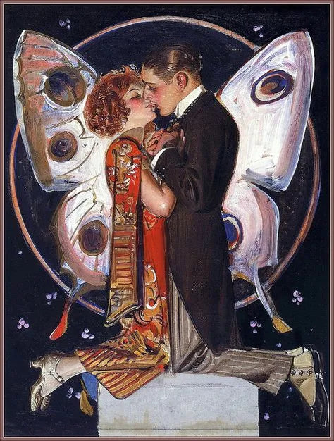 The Butterfly Couple by J.C. Leyendecker Vintage Poster. Home Décor Gift